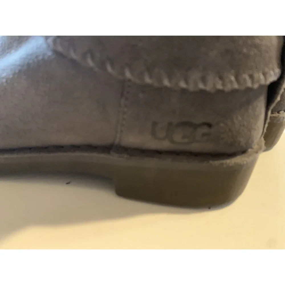 UGG Australia Gray Suede Sheepskin Lined Boots Women's Size 8